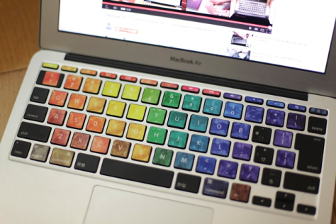 USキーボードぉ…。MacBook Airのレインボーキーボードシールが届いたので貼り付けた image 8